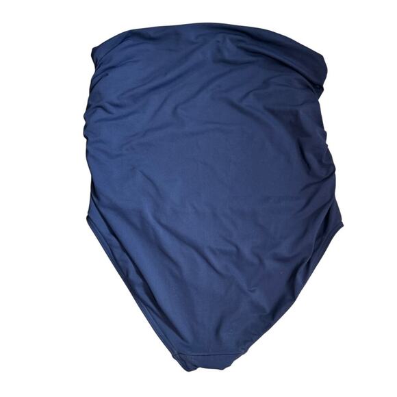 Lands' End Womens Navy Ultra High Waisted Retro Swim Bottom Ruched Sides Size 12 - Picture 2 of 5